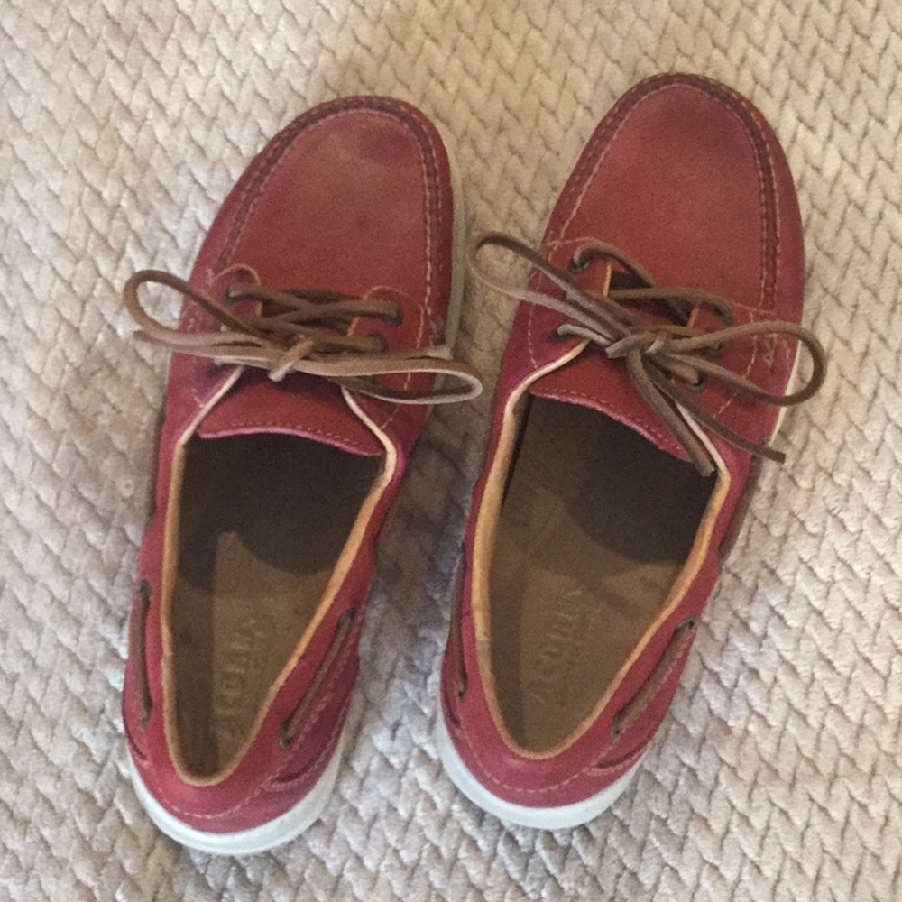 Acorn red leather boat shoe